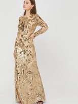 Thumbnail for your product : Monsoon Long Sleeve Sequin Maxi Dress - Rose Gold