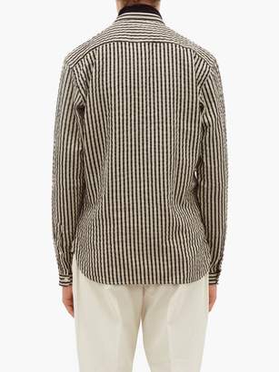 Oliver Spencer Striped Organic Cotton Shirt - Mens - Black