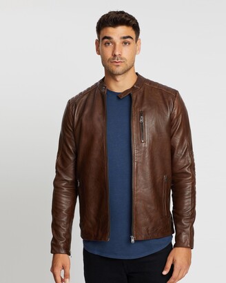 Jack and Jones Men's Brown Leather Jackets - Leather Jacket - Size S at The  Iconic - ShopStyle