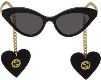 Gucci Black Chain Cat-Eye Sunglasses