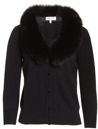 Milly Women's Genuine Fox Fur Collar Cardigan