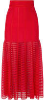 Thumbnail for your product : Alexander McQueen Paneled Lace And Open-knit Midi Skirt