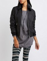 Thumbnail for your product : Charlotte Russe Fur Collar Bomber Jacket