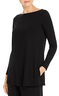 Eileen Fisher Petite System Boat Neck Tunic Top