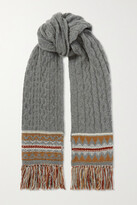 Thumbnail for your product : Loro Piana Fringed Cable-knit Intarsia Cashmere Scarf