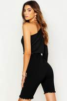 Thumbnail for your product : boohoo One Shoulder Rib Lettuce Hem Top