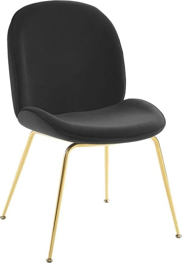 Modway EEI-3548-BLK Scoop Gold Stainless Steel Leg Performance Velvet Dining Chair