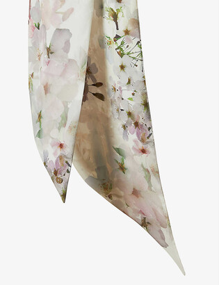 Ted Baker Fionnaa vanilla-print skinny satin scarf