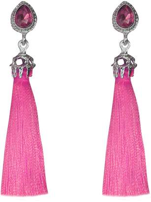 Missy Empire Missyempire Estelle Pink Diamante Tassel Drop Earrings