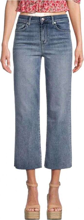 7 For All Mankind Alexa High Rise Wide Leg Cropped Jeans In Heidi