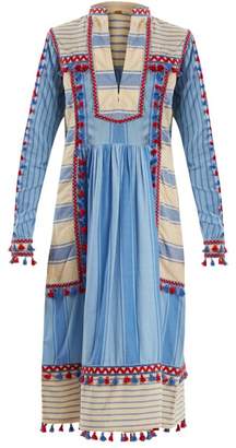 Dodo Bar Or - Stephanie Embroidered Striped Cotton Dress - Womens - Blue Multi