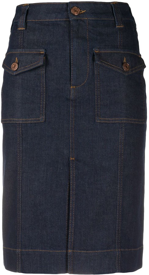 see by chloe braided denim skirt