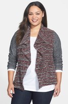 Thumbnail for your product : Lucky Brand Mixed Media Drape Front Sweater (Plus Size)
