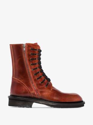 Ann Demeulemeester brown lace-up leather ankle boots
