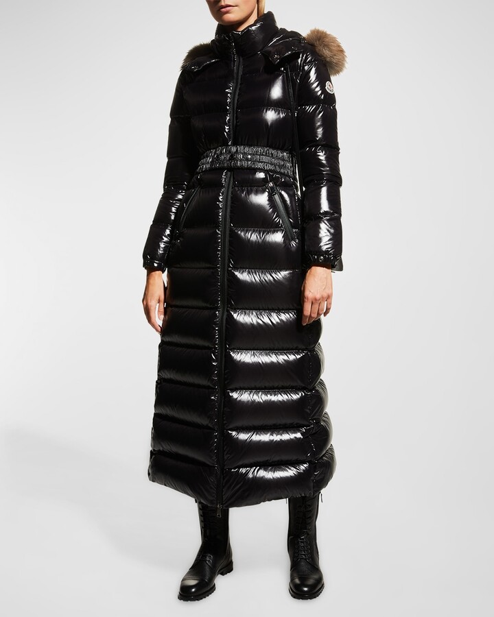 Moncler Hudson Long Puffer Coat with Fur Hood - ShopStyle