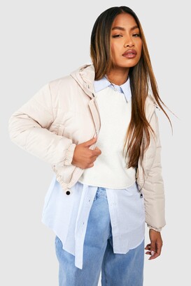 cream cropped puffer jacket