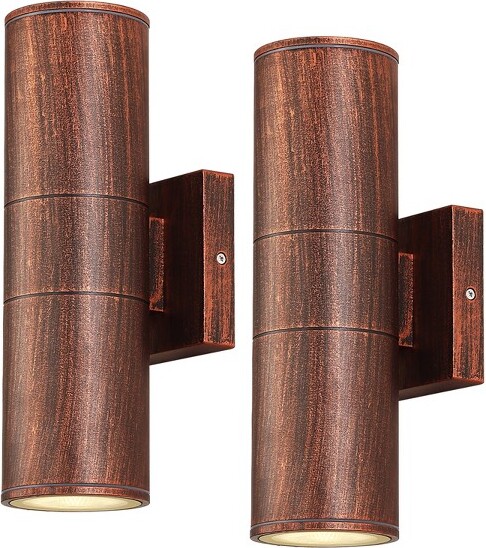 DAKAFULCylinderOutdoorWallLightIntegratedLEDWallSconce12W2700KAluminumExteriorLightforPorch/Patio/Door(2-PACK&Copper)