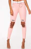 Thumbnail for your product : PrettyLittleThing Pink Baby Girl 5 Pocket High Waisted Skinny Jean