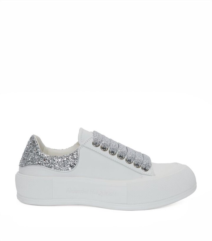 Alexander McQueen Deck Plimsoll GlitterHeel Sneakers ShopStyle