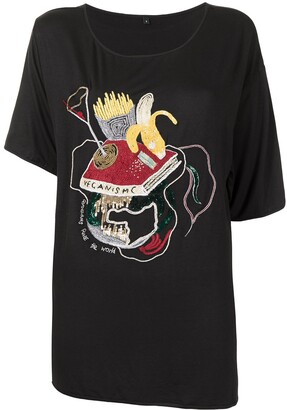 Lisa Von Tang embroidered bamboo jersey T-shirt