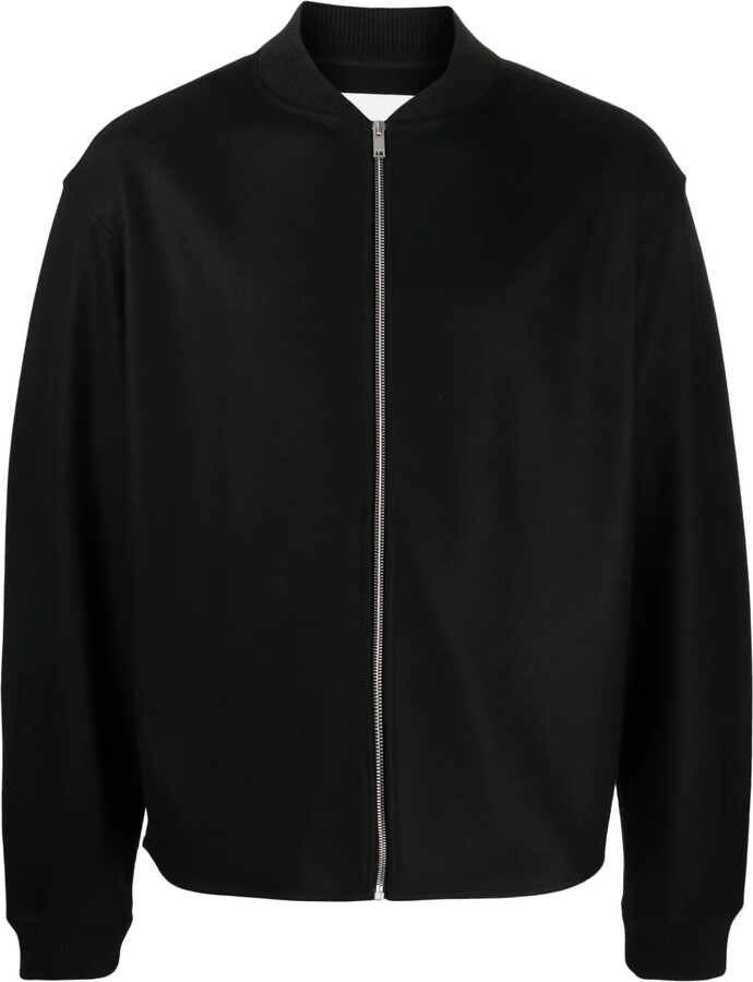 Jil Sander Band-Collar Wool Bomber Jacket