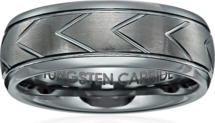 Amazon Collection Men's Tungsten 8mm Comfort Fit Chevron Arrow Wedding Band