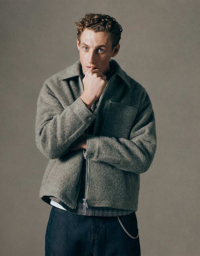 ASOS COLLECTIVE quilted shacket with wool in brown