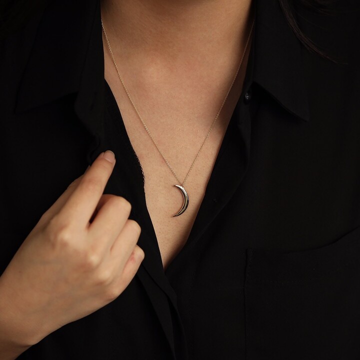Etsy Crescent Moon Pendant Necklace 14K Gold Charm Minimalist Necklace