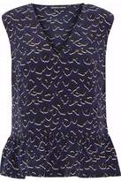 Thumbnail for your product : Markus Lupfer Ruffled Leopard-Print Silk Crepe De Chine Peplum Top