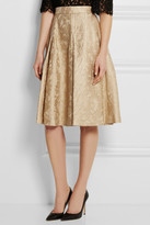 Thumbnail for your product : Dolce & Gabbana Pleated cotton and silk-blend jacquard skirt