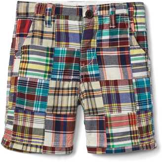Gap Patchwork madras flat front shorts