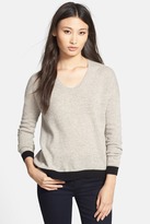 Thumbnail for your product : White + Warren Colorblock U-Neck Cashmere Sweater