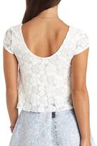 Thumbnail for your product : Charlotte Russe Cap Sleeve Swing Lace Crop Top