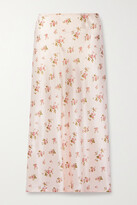 Thumbnail for your product : Reformation Pratt Floral-print Silk-satin Midi Skirt - Pink