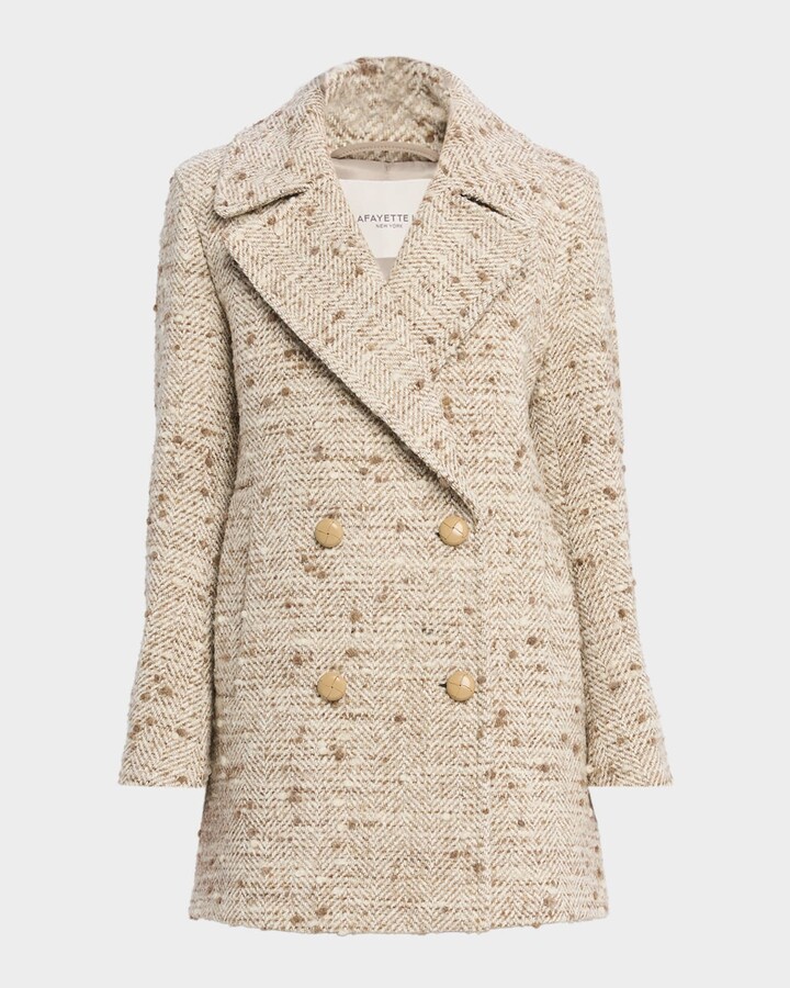 Lafayette 148 New York Double-Breasted Herringbone Wool Coat