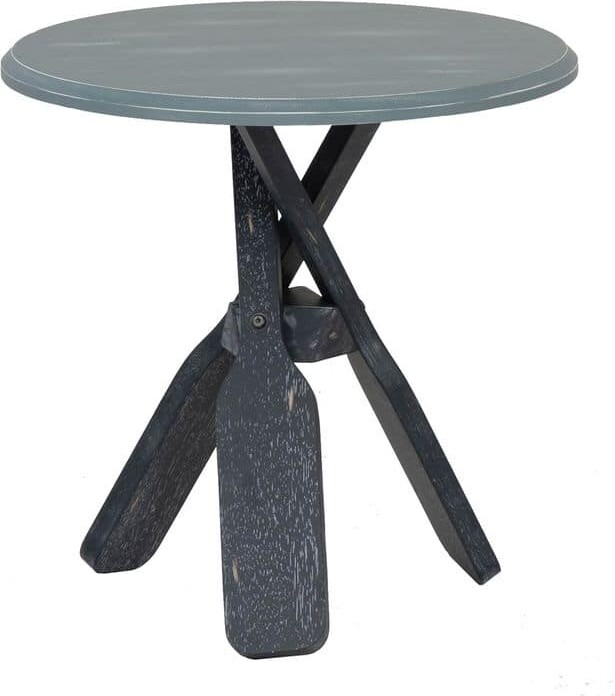 Powell Company Marlin 22 in. Gray Round Wood End Table with Oar Base