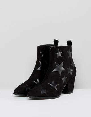 London Rebel Star Heeled Ankle Boots