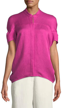 Zero Maria Cornejo Concave Short-Sleeve Draped Twill Woven Shirt