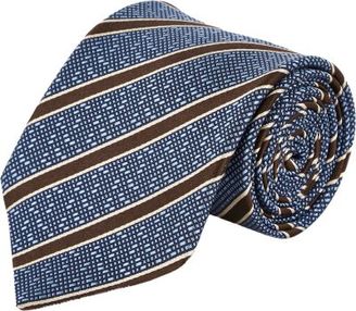 Ermenegildo Zegna Diagonal-Stripe Silk Jacquard Neck Tie