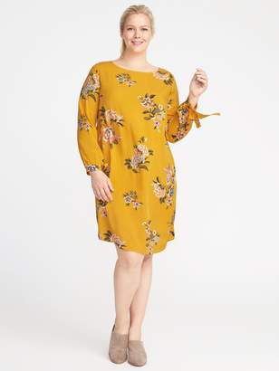 Old Navy Floral Bow-Cuff Plus-Size Shift Dress