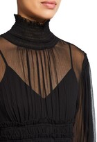 Thumbnail for your product : Rebecca Taylor Smocked Silk Chiffon Midi Dress