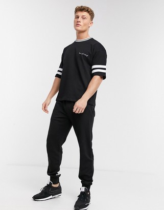 New Look t-shirt set with stripe detail in black