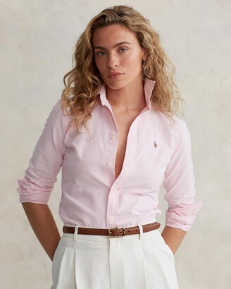 Polo Ralph Lauren Women's Pink Shirts & Blouses - Classic Fit Oxford Shirt  - ShopStyle Tops