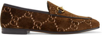 Gucci Jordaan Horsebit-detailed Leather-trimmed Logo-jacquard Loafers - Brown