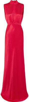 Saloni Fleur Silk-jacquard Gown - Crimson