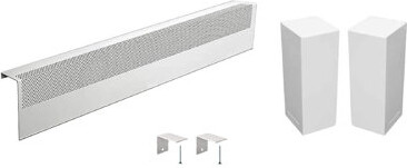 Baseboarders Basic 3 Ft Steel Heater Cover With Endcaps & Wall Brackets - White, Rust-resistant, For Hydronic Hot-water Systems