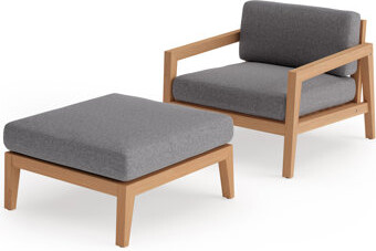 NewAge Products Outdoor Furniture Rhodes Patio Chat Chair with Ottoman and Sunbrella Cushions