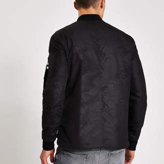 River Island Superdry black camo jacquard jacket
