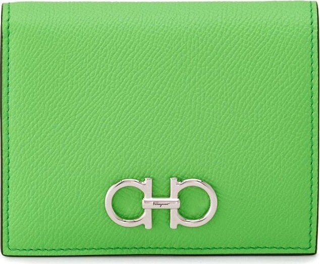 Ferragamo Ferragamo Gancini Leather Card Case On Chain in Green