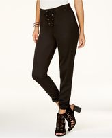 Thumbnail for your product : Material Girl Juniors' Lace-Up Satin Skinny Pants, Created for Macy's
